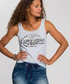 KangaROOS Ripptanktop mit blumigem Puff-Print Himbeere, Hellgrau-meliert -KangaROOS Verkaufsladen 2e1917a3 689d 5f2e baac 470e4416cee8