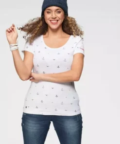 KangaROOS T-Shirt mit Anker, Schiffchen oder Reh-Print Hellgrau-meliert, Marine, Rost, Schwarz -KangaROOS Verkaufsladen 30207557