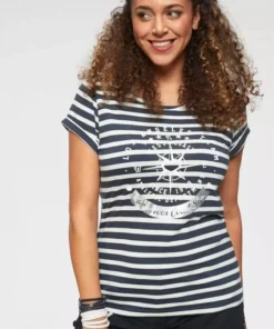 KangaROOS T-Shirt mit großem Metallic-Print vorne Marine-weiß-gestreift, Grau-weiß-gestreift, Bordeaux-weiß-gestreift 22 KangaROOS T-Shirt mit großem Metallic-Print vorne Marine-weiß-gestreift, Grau-weiß-gestreift, Bordeaux-weiß-gestreift -KangaROOS Verkaufsladen 30207911