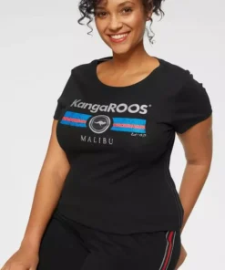 KangaROOS T-Shirt mit Label Metallic Print Hellgrau-meliert, T&uuml;rkis, Schwarz, Marine -KangaROOS Verkaufsladen 30208043