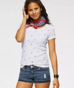 KangaROOS T-Shirt mit Anker, Schiffchen oder Reh-Print Hellgrau-meliert, Marine, Rost, Schwarz -KangaROOS Verkaufsladen 30551395