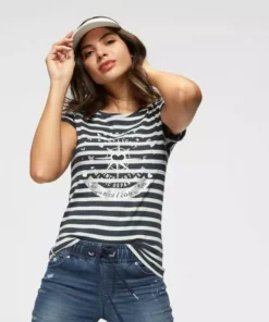 KangaROOS T-Shirt mit großem Metallic-Print vorne Marine-weiß-gestreift, Grau-weiß-gestreift, Bordeaux-weiß-gestreift 20 KangaROOS T-Shirt mit großem Metallic-Print vorne Marine-weiß-gestreift, Grau-weiß-gestreift, Bordeaux-weiß-gestreift -KangaROOS Verkaufsladen 30738789