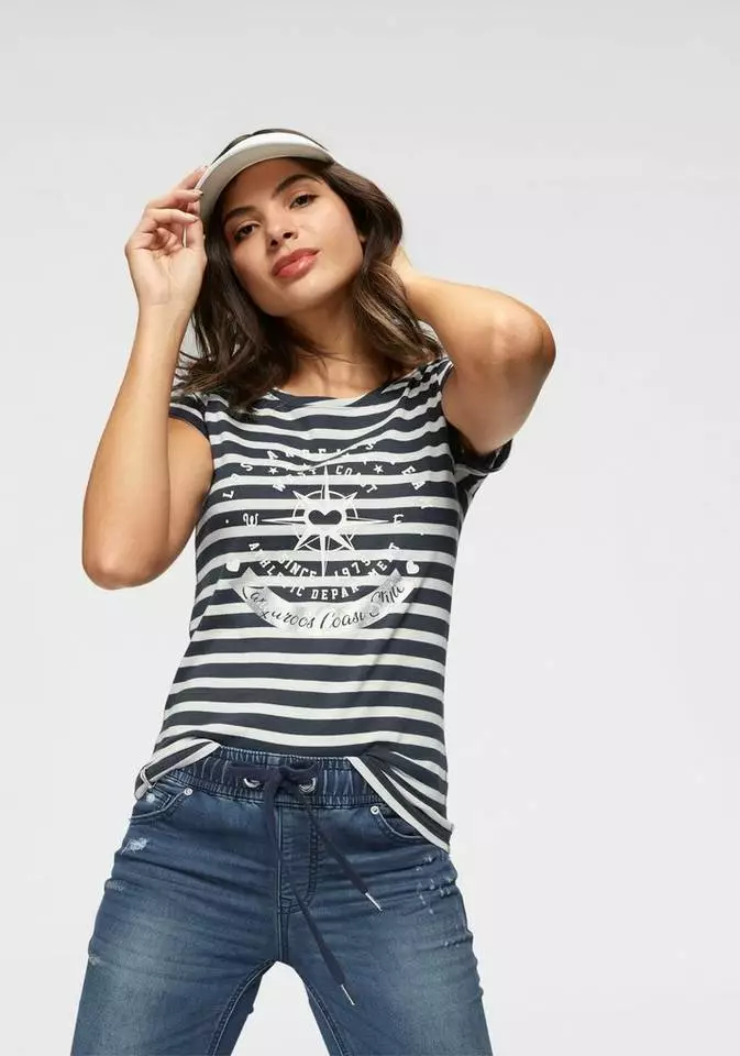 KangaROOS T-Shirt mit großem Metallic-Print vorne Marine-weiß-gestreift, Grau-weiß-gestreift, Bordeaux-weiß-gestreift 9 KangaROOS T-Shirt mit großem Metallic-Print vorne Marine-weiß-gestreift, Grau-weiß-gestreift, Bordeaux-weiß-gestreift – Bild 9