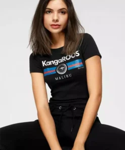 KangaROOS T-Shirt mit Label Metallic Print Hellgrau-meliert, T&uuml;rkis, Schwarz, Marine -KangaROOS Verkaufsladen 30739104