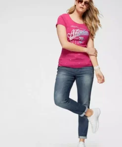 KangaROOS T-Shirt mit auffälligem Druck Marine-meliert-bedruckt, Pink-bedruckt, Schwarz, Wei&szlig; -KangaROOS Verkaufsladen 31168411