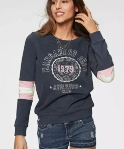 KangaROOS Sweatshirt mit sportlichen Kontrasteinsätzen am Ärmel Schwarz, Marine-bedruckt, Gr&uuml;n -KangaROOS Verkaufsladen 32307321