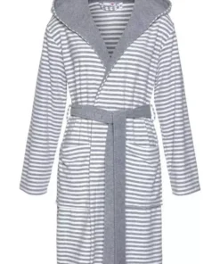 Damenbademantel »Luana«, KangaROOS, mit modernen Streifen Schwarz-grau, Grau-wei&szlig; -KangaROOS Verkaufsladen 32440181
