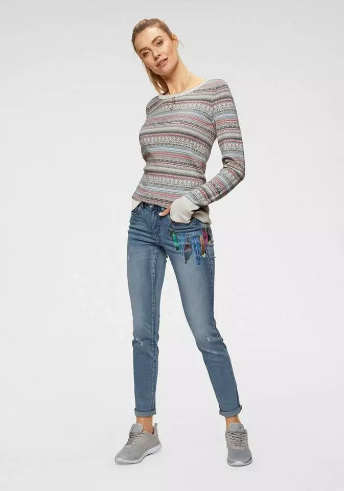 KangaROOS Rundhalspullover im bunt gemusterten Jaquard-Feinstrick Rosa-bunt, Hellgrau-meliert-bunt, Wollweiß-grau-bunt, Schwarz-rot-bunt 9 KangaROOS Rundhalspullover im bunt gemusterten Jaquard-Feinstrick Rosa-bunt, Hellgrau-meliert-bunt, Wollweiß-grau-bunt, Schwarz-rot-bunt – Bild 9