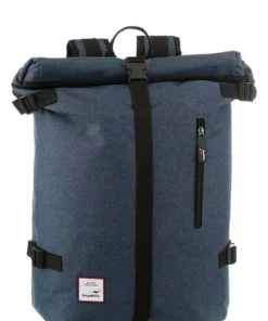 KangaROOS Cityrucksack, mit viel Stauraum und modischem Rolltop Blau, Grau
