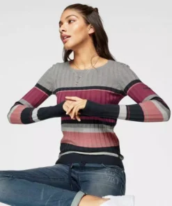 KangaROOS Rundhalspullover im sportivem Streifen-Design Bunt-lila, Weiß-marine-rot-gestreift, Wollweiß-rosa, Pink-orange-grün 14 KangaROOS Rundhalspullover im sportivem Streifen-Design Bunt-lila, Weiß-marine-rot-gestreift, Wollweiß-rosa, Pink-orange-grün -KangaROOS Verkaufsladen 33404262