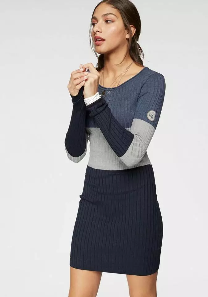 KangaROOS Strickkleid in Rippstrick und Colorblocking-Optik 1 KangaROOS Strickkleid in Rippstrick und Colorblocking-Optik