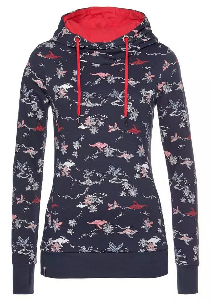 KangaROOS Kapuzensweatshirt im Allover-Print mit kontrastfarbenem Kapuzen-Futter 5 KangaROOS Kapuzensweatshirt im Allover-Print mit kontrastfarbenem Kapuzen-Futter – Bild 5