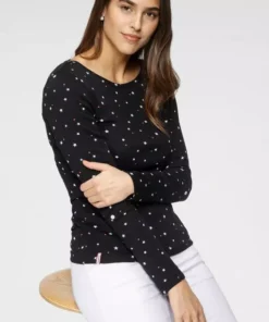 KangaROOS Langarmshirt mit süßem Pünktchen, Vogel und Anker Allover-Print Himbeere-gemustert, Marine-gemustert, Schwarz-gemustert, Wei&szlig;-gemustert -KangaROOS Verkaufsladen 346c3b16 b22e 5f52 a0e1 cf1e9dfa429e