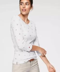 KangaROOS Langarmshirt mit süßem Pünktchen, Vogel und Anker Allover-Print Himbeere-gemustert, Marine-gemustert, Schwarz-gemustert, Wei&szlig;-gemustert -KangaROOS Verkaufsladen 35137455