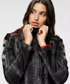 KangaROOS Bikerjacke mit vielen Ösen, Zippern und aufgenähten Sternen Black-used, Blue-used -KangaROOS Verkaufsladen 35212790