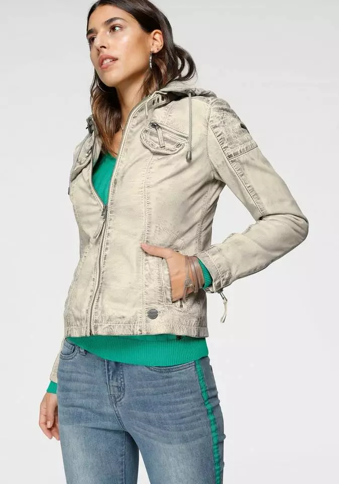 KangaROOS Lederjacke mit Kapuze aus Shirt-Ware Graublau-washed, Schwarz-washed, Stone-washed 8 KangaROOS Lederjacke mit Kapuze aus Shirt-Ware Graublau-washed, Schwarz-washed, Stone-washed – Bild 8