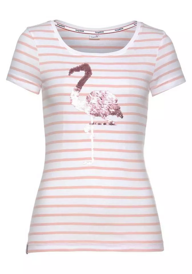 KangaROOS T-Shirt mit Wende-Pailletten Rosa-weiß, Marine-weiß 6 KangaROOS T-Shirt mit Wende-Pailletten Rosa-weiß, Marine-weiß – Bild 6