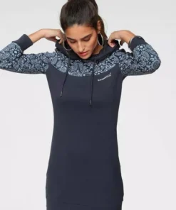 KangaROOS Sweatkleid mit schönem Print im Ärmel- und Brustbereich Hellrot-gemustert, Schwarz-gemustert, Marine-gemustert, Ecru-melange-bedruckt -KangaROOS Verkaufsladen 35213523