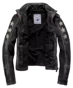 KangaROOS Bikerjacke mit vielen Ösen, Zippern und aufgenähten Sternen Black-used, Blue-used -KangaROOS Verkaufsladen 35214214