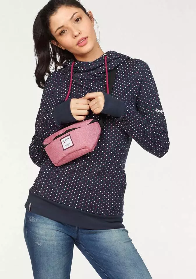 KangaROOS Kapuzensweatshirt mit überlappendem Kapuzen-Kragen Beere-bedruckt, Schwarz-gepunktet, Marine-pink-gepunktet 1 KangaROOS Kapuzensweatshirt mit überlappendem Kapuzen-Kragen Beere-bedruckt, Schwarz-gepunktet, Marine-pink-gepunktet