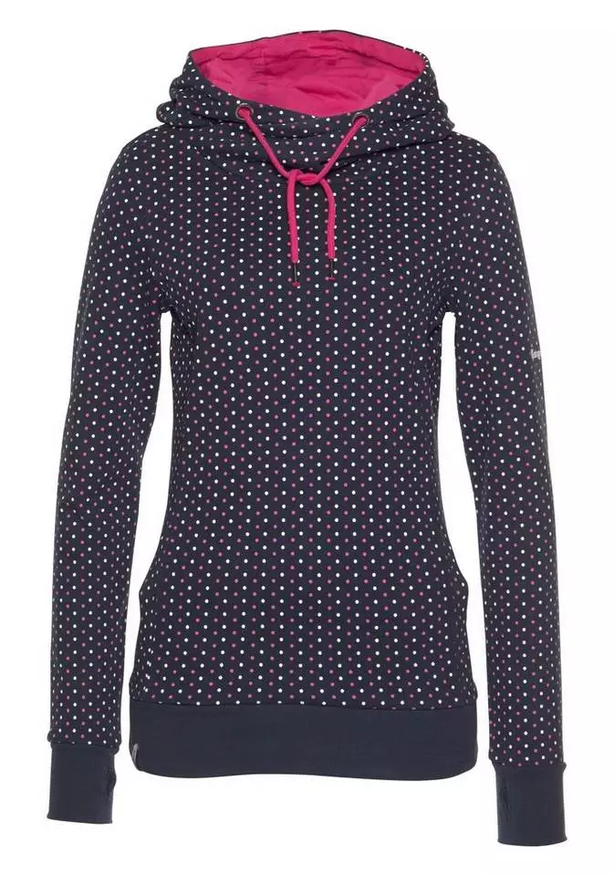 KangaROOS Kapuzensweatshirt mit überlappendem Kapuzen-Kragen Beere-bedruckt, Schwarz-gepunktet, Marine-pink-gepunktet 5 KangaROOS Kapuzensweatshirt mit überlappendem Kapuzen-Kragen Beere-bedruckt, Schwarz-gepunktet, Marine-pink-gepunktet – Bild 5