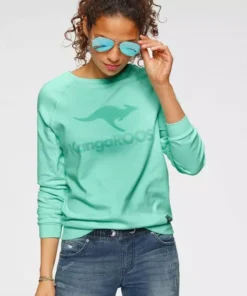 KangaROOS Sweater mit großem Label-Print vorne Hellgrau-meliert, Blau, Wei&szlig;, Schwarz -KangaROOS Verkaufsladen 36264979