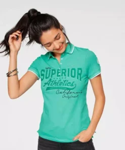 KangaROOS Poloshirt mit großem Frontdruck Schwarz-bedruckt-wei&szlig;-pink-royalblau, Marine, Gr&uuml;n-wei&szlig;