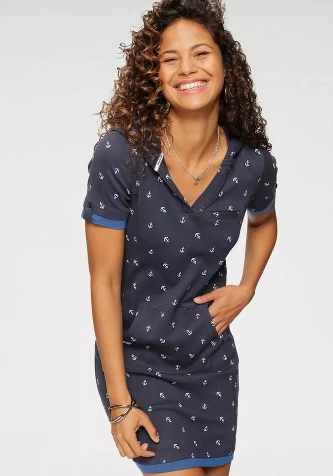 KangaROOS Jerseykleid mit maritimen Anker-Alloverprint Marine, Beere-meliert, Türkis 8 KangaROOS Jerseykleid mit maritimen Anker-Alloverprint Marine, Beere-meliert, Türkis – Bild 8