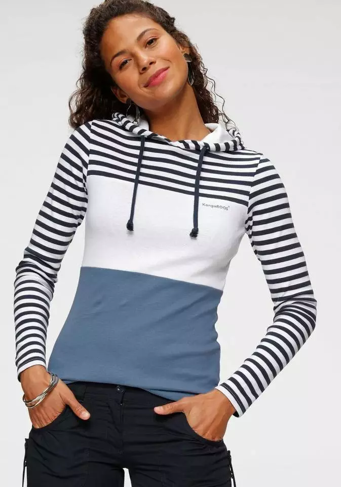KangaROOS Kapuzenshirt in verspielter Ringel-Optik mit Colorblocking Design Schwarz-weiß-hellgrau, Weiß-marine-rauchblau, Coral-hellgrau-gestreift, Grün-marine-gestreift 9 KangaROOS Kapuzenshirt in verspielter Ringel-Optik mit Colorblocking Design Schwarz-weiß-hellgrau, Weiß-marine-rauchblau, Coral-hellgrau-gestreift, Grün-marine-gestreift – Bild 9