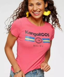 KangaROOS T-Shirt mit Label Metallic Print Hellgrau-meliert, T&uuml;rkis, Schwarz, Marine -KangaROOS Verkaufsladen 36267197