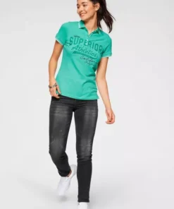 KangaROOS Poloshirt mit großem Frontdruck Schwarz-bedruckt-wei&szlig;-pink-royalblau, Marine, Gr&uuml;n-wei&szlig; -KangaROOS Verkaufsladen 36309546