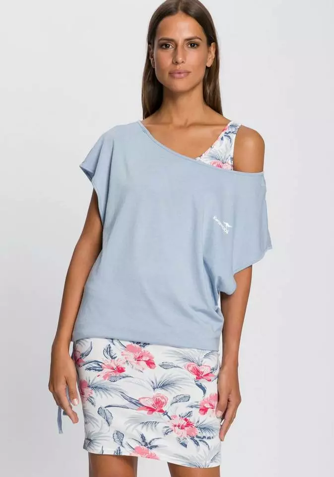 KangaROOS Shirtkleid (2-tlg) mit Rundhalshirt Dusty-blue, Apricot | marine-türkis-geblümt, Anthrazit-meliert 2 KangaROOS Shirtkleid (2-tlg) mit Rundhalshirt Dusty-blue, Apricot | marine-türkis-geblümt, Anthrazit-meliert – Bild 2