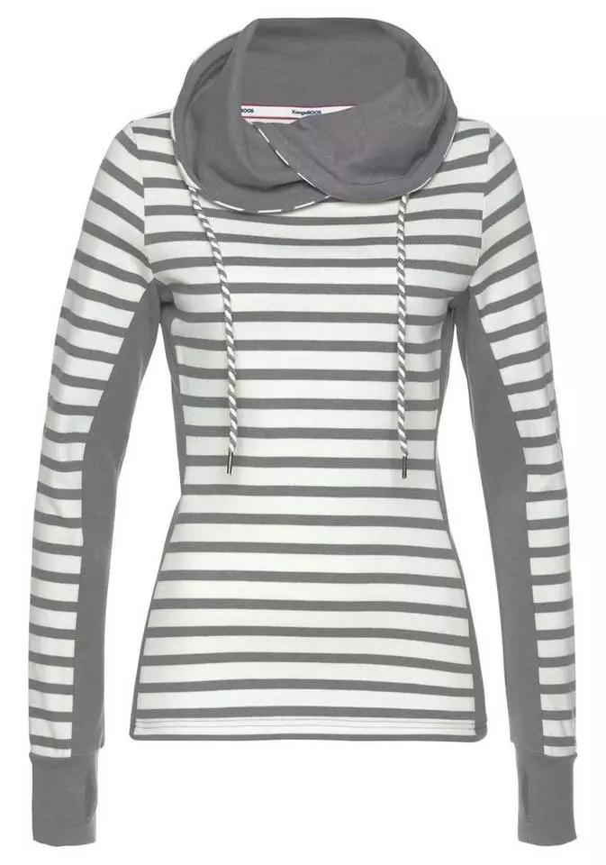 KangaROOS Streifenpullover mit tollem hohen Kragen und Tunnelzug - NEUE KOLLEKTION Grafit-wollweiß, Hellblau-marine 4 KangaROOS Streifenpullover mit tollem hohen Kragen und Tunnelzug - NEUE KOLLEKTION Grafit-wollweiß, Hellblau-marine – Bild 4