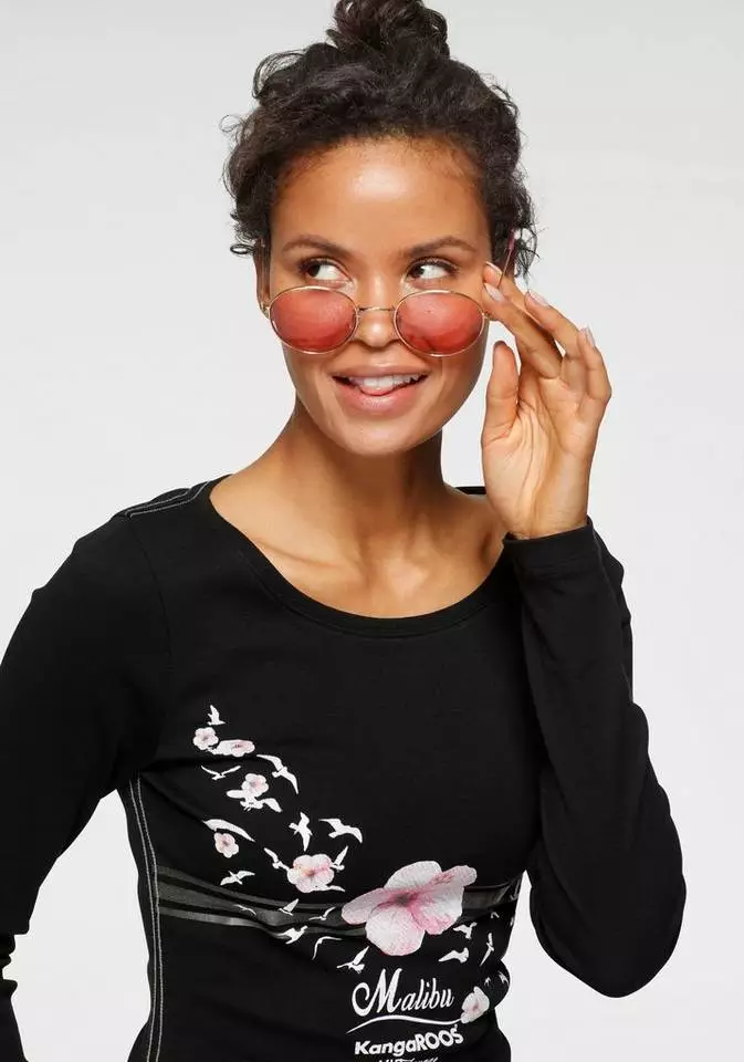 KangaROOS Longsleeve mit großem Druck im Metallic-Design Marine-meliert, Hellgrau-meliert, Weiß, Schwarz 3 KangaROOS Longsleeve mit großem Druck im Metallic-Design Marine-meliert, Hellgrau-meliert, Weiß, Schwarz – Bild 3