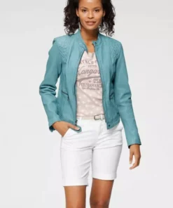 KangaROOS Lederjacke mit Ziersteppungen im sportlichem Biker-Style