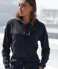 KangaROOS Hoodie mit Lochmuster über den Brustbereich Schwarz, Petrol