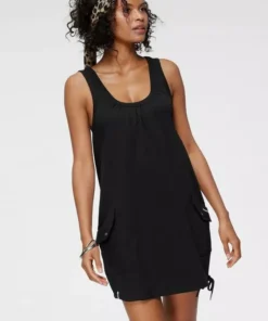 KangaROOS Ballonkleid mit feiner Raffung am Ausschnitt und aufgesetzten Taschen