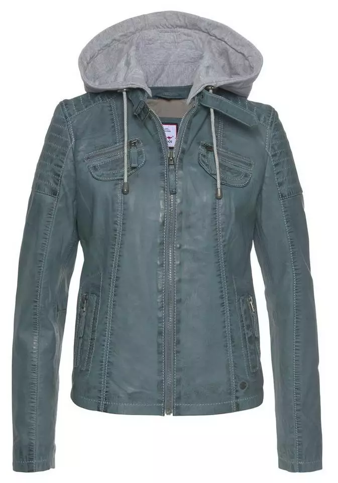 KangaROOS Lederjacke mit Kapuze aus Shirt-Ware Graublau-washed, Schwarz-washed, Stone-washed 4 KangaROOS Lederjacke mit Kapuze aus Shirt-Ware Graublau-washed, Schwarz-washed, Stone-washed – Bild 4