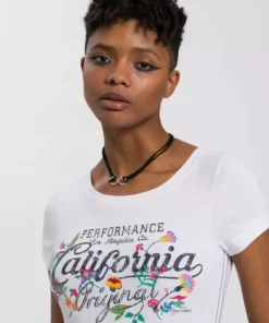 KangaROOS T-Shirt mit blumigen Logodruck im Vintage-Retro-Look - NEUE KOLLEKTION Blau-melange, Wei&szlig; -KangaROOS Verkaufsladen 3ed6a912 a928 5897 9bd3 78c82aacaaa9