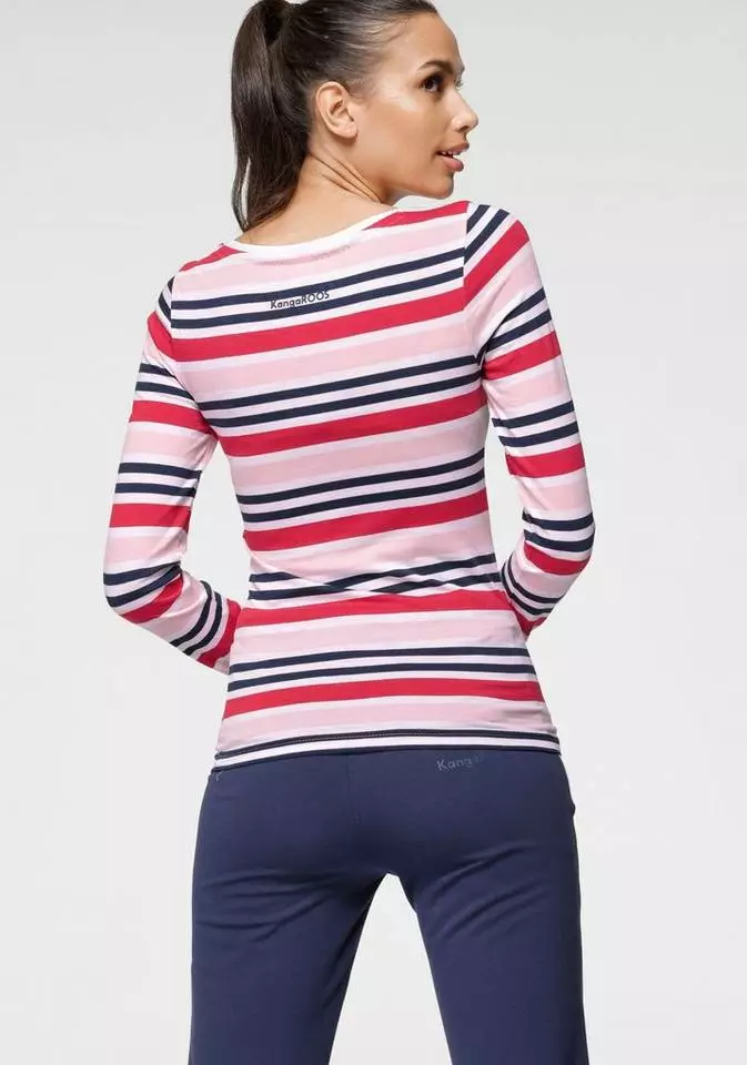 KangaROOS Langarmshirt im tollen Streifen-Design und Logo-Druck - NEUE KOLLEKTION Marine-petrol-coral-weiß, Rot-rosa-marine-weiß 2 KangaROOS Langarmshirt im tollen Streifen-Design und Logo-Druck - NEUE KOLLEKTION Marine-petrol-coral-weiß, Rot-rosa-marine-weiß – Bild 2