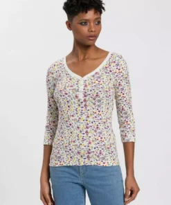 KangaROOS 3/4-Arm-Shirt mit minimalistischem Blumen allover-print - NEUE KOLLEKTION Wollweiß-bunt-geblümt, Schwarz-bunt-geblümt -KangaROOS Verkaufsladen 42269261 aaf9 5069 9705 6fb801d6fe7a