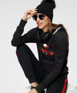 KangaROOS Kapuzensweatshirt mit sportiven Logo-Prints Schwarz, Hellgrau-meliert -KangaROOS Verkaufsladen 45468b73 c8e0 531b b375 c2701345b3b0