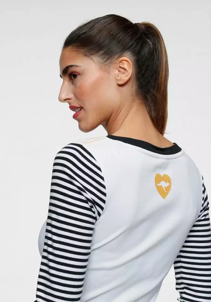 KangaROOS Langarmshirt im modischem Uni-Streifen-Mix Weiß-schwarz-gestreift, Marine-weiß 3 KangaROOS Langarmshirt im modischem Uni-Streifen-Mix Weiß-schwarz-gestreift, Marine-weiß – Bild 3