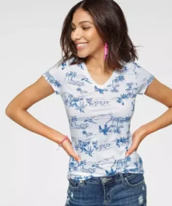 KangaROOS V-Shirt mit tropischem Palmen Allover-Print Blau-weiß, Weiß-blau -KangaROOS Verkaufsladen 4a37b923 1055 5d8c 9264 13284792e2aa