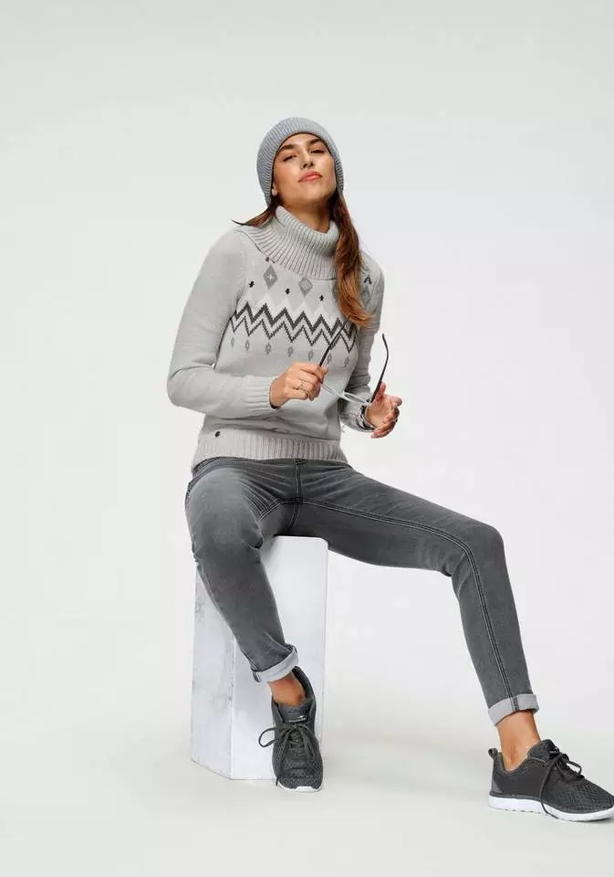 KangaROOS Norwegerpullover mit großem Rollkragen Hellgrau-meliert, Rosa-meliert 5 KangaROOS Norwegerpullover mit großem Rollkragen Hellgrau-meliert, Rosa-meliert – Bild 5