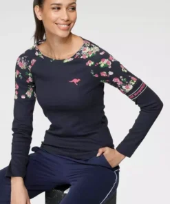 KangaROOS Langarmshirt mit floralem Druck Einsatz - NEUE KOLLEKTION Marine, Wei&szlig; -KangaROOS Verkaufsladen 50ece70b 07ea 533f 9ada 5d7e29f7b0ea