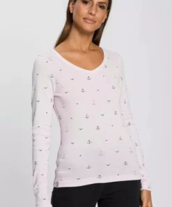KangaROOS Langarmshirt mit hanseatischem Alloverdruck - NEUE KOLLEKTION Rosa-meliert, Marine -KangaROOS Verkaufsladen 51dea7e5 8451 5bf5 b338 f66eab10ac80