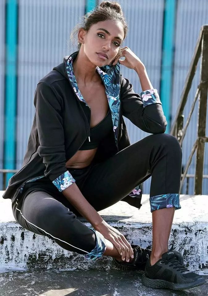 KangaROOS Kapuzensweatjacke mit bedruckter Innenseite Petrol, Schwarz 3 KangaROOS Kapuzensweatjacke mit bedruckter Innenseite Petrol, Schwarz – Bild 3