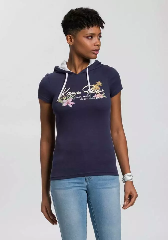 KangaROOS T-Shirt mit Kapuze und blumigen Druck & Logo-Schriftzug - NEUE KOLLEKTION Hellgrau-meliert, Marine 1 KangaROOS T-Shirt mit Kapuze und blumigen Druck & Logo-Schriftzug - NEUE KOLLEKTION Hellgrau-meliert, Marine
