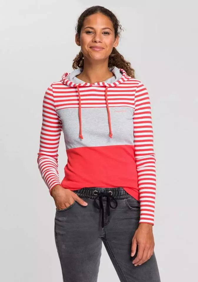 KangaROOS Kapuzenshirt in verspielter Ringel-Optik mit Colorblocking Design Schwarz-weiß-hellgrau, Weiß-marine-rauchblau, Coral-hellgrau-gestreift, Grün-marine-gestreift 1 KangaROOS Kapuzenshirt in verspielter Ringel-Optik mit Colorblocking Design Schwarz-weiß-hellgrau, Weiß-marine-rauchblau, Coral-hellgrau-gestreift, Grün-marine-gestreift